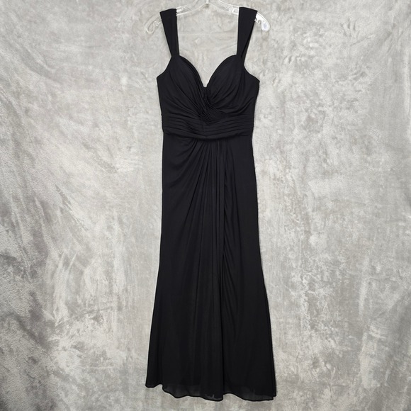 Black Ruched Evening Gown Sweetheart Neckline Maxi Dress Sz 12 Vamp Classic Prom - Picture 6 of 10